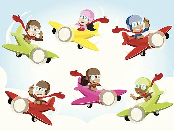 Vector illustration of Pilot Kids