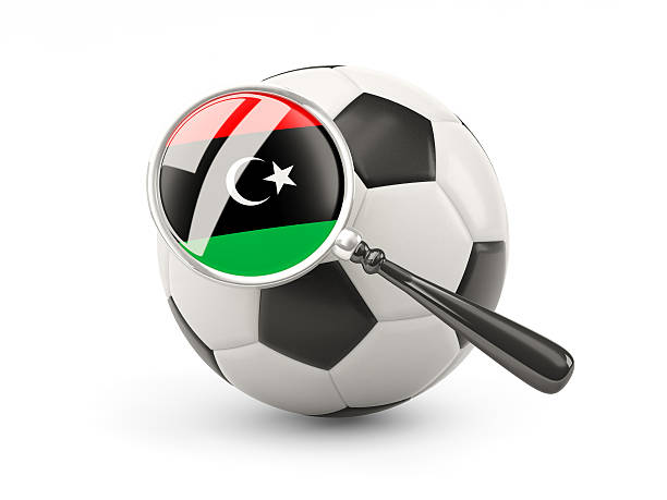 magnified piłka z flaga libii - libya flag libyan flag three dimensional shape zdjęcia i obrazy z banku zdjęć