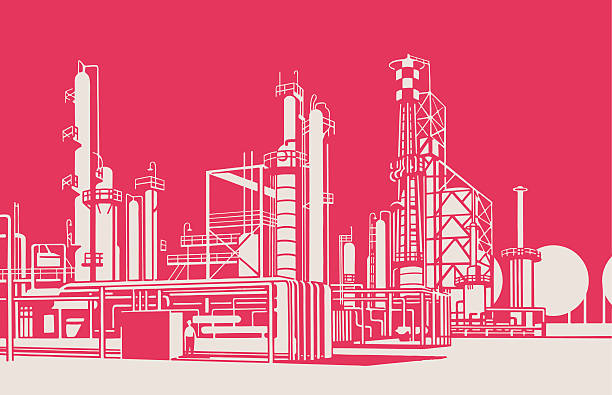 oil refinery - 工業 插圖 幅插畫檔、美工圖案、卡通及圖標