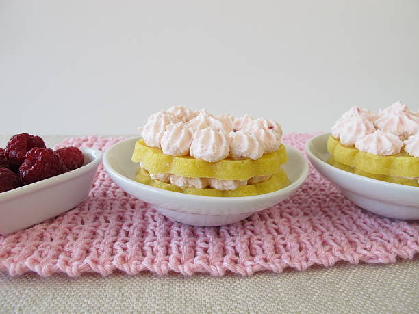 Gluten free layer cakes with raspberry cream cheese