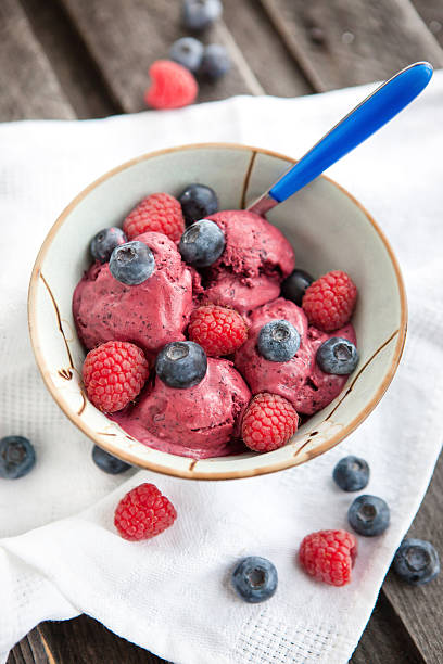 istock Berry ice cream decorated with fresh blueberries and raspberries 479381665