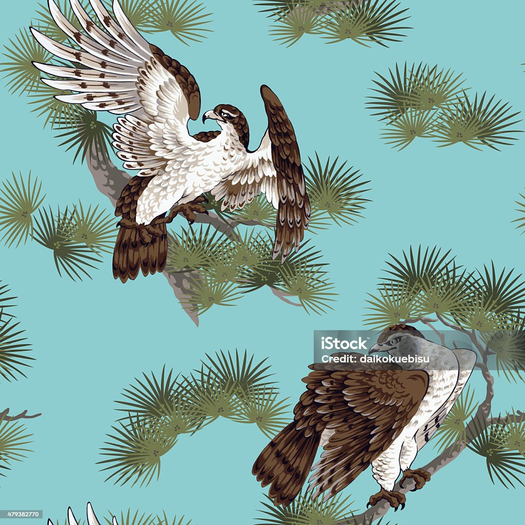Pintura japonesa hawk patrón - Ilustración de stock de 2015 libre de derechos