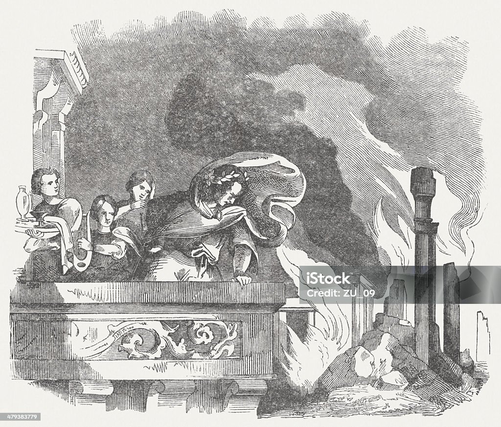 Großes Feuer von Rom in 64 AD, publ. 1864 - Lizenzfrei Rom - Italien Stock-Illustration