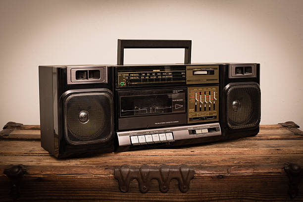 istock Retro Portable Boom Box Stereo from 1980s on Old Trunk 479386656