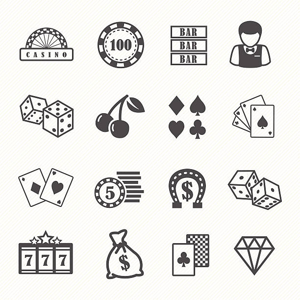 illustrations, cliparts, dessins animés et icônes de casino et jeux de hasard icônes vectorielles set - silhouette poker computer icon symbol