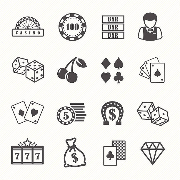 kasyno i gry hazardowe ikony zestaw wektor - silhouette poker computer icon symbol stock illustrations