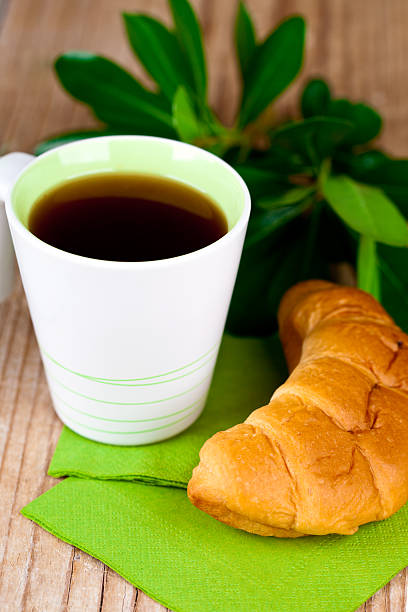 istock cup of tea and fresh croissant 479390859