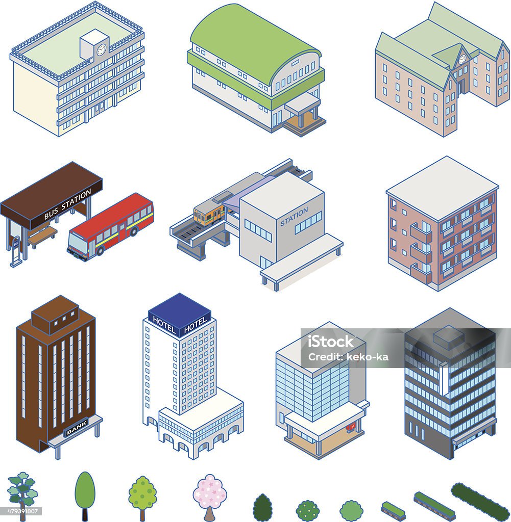 Various Building Solid Figure Stock Illustration - Download Image Now ...