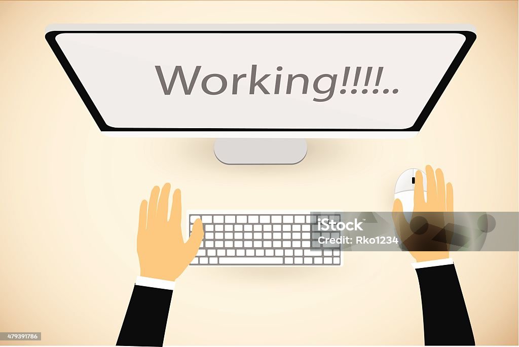 Computer. Please Work Computer Working Stock Illustration - Download Image Now - 2015, Adult ...
