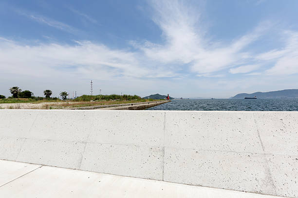 parete di cemento per proteggere - sea defence concrete foto e immagini stock