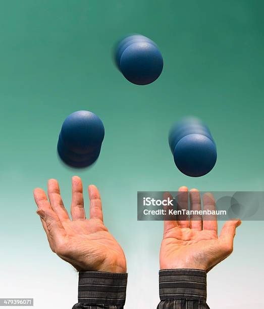 Juggling Three Blue Balls Stock Photo - Download Image Now - Juggling, Occupation, Sports Ball