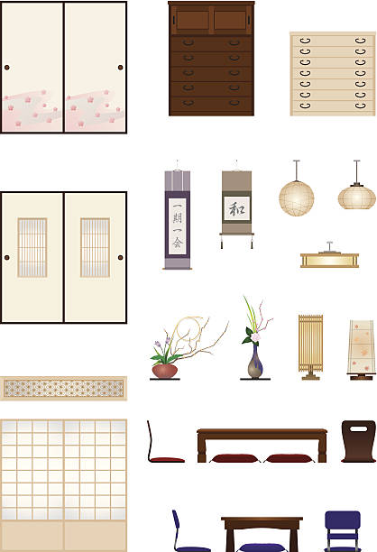 日本のスタイルのお部屋/家具 - ふすま点のイラスト素材／クリップアート素材／マンガ素材／アイコン素材