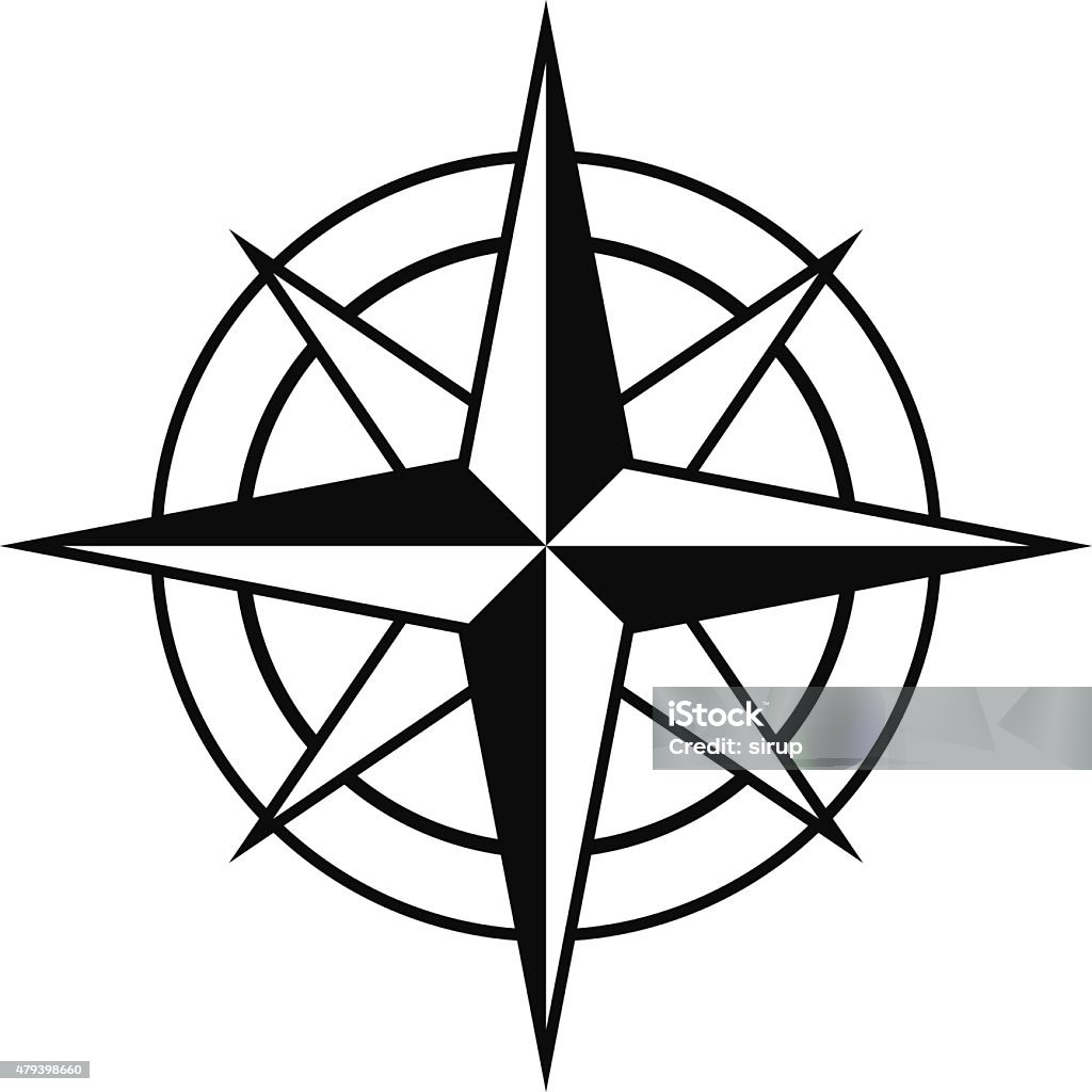 Antique style compass rose icon Antique style compass rose icon in black and white for marine and nautical themes, vector design element 2015 stock vector