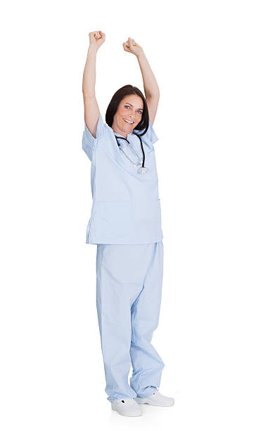 istock Female Doctor Celebrating Success Over White Background 479398870