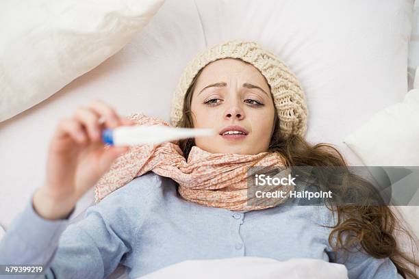 Sick Woman Stock Photo - Download Image Now - Adult, Bed - Furniture, Bedroom