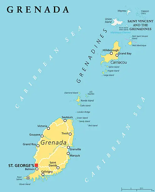 Vector illustration of Grenada Political Map