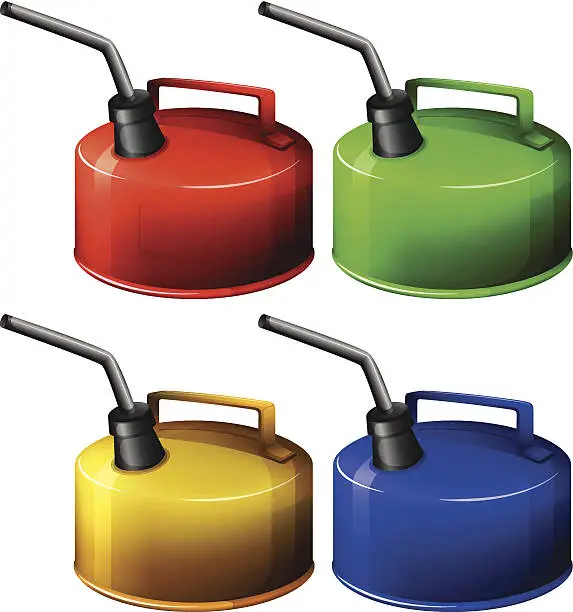 Vector illustration of Four flamable gas container