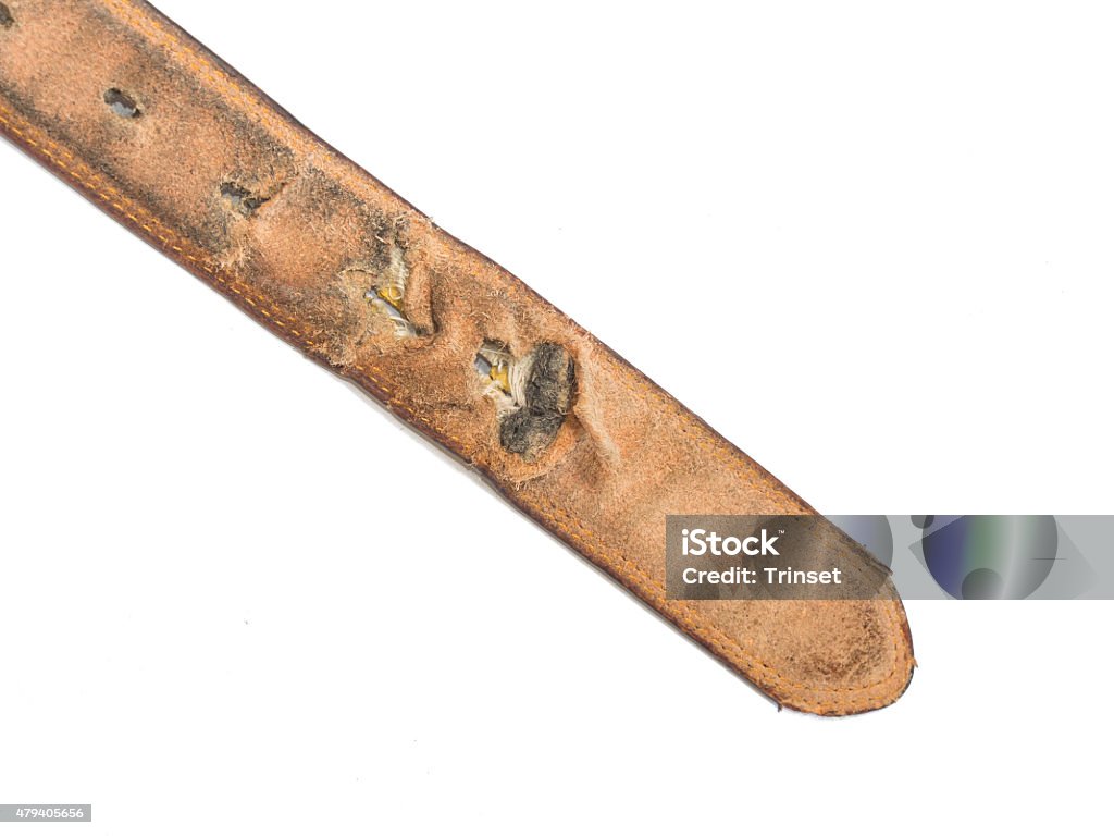 shabby belt on white background shabby belt isolated on white background 2015 Stock Photo