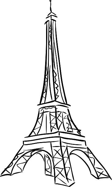 Vector illustration of Tower Eiffel. Vector illustration of Tower Eiffel. Black and white drawing. paris tower stock illustrations