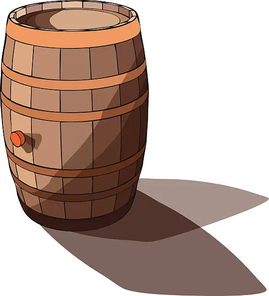 Vector illustration of Vector Wooden Barrel isolated on White Background