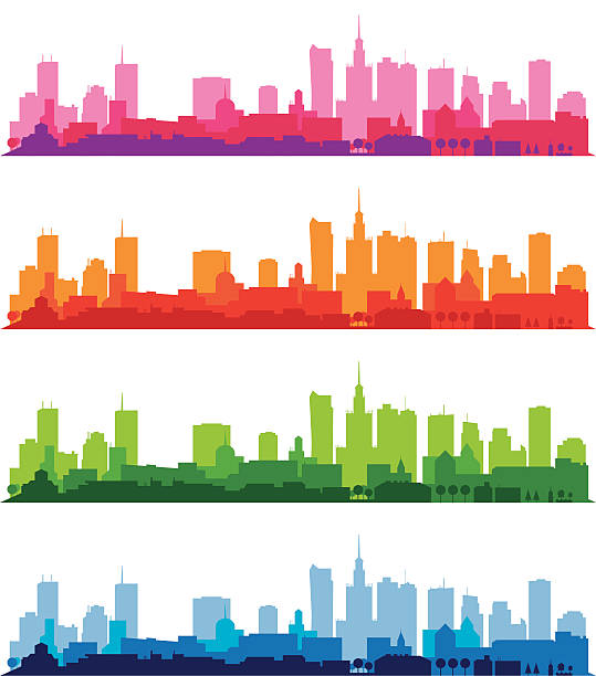 都市風景 - skyline silhouette cityscape residential district点のイラスト素材／クリップアート素材／マンガ素材／アイコン素材