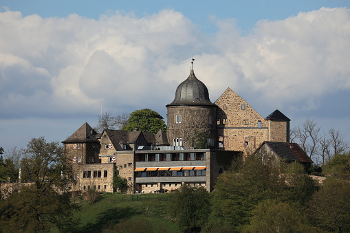 Hofgeismar, Hesse, Germany - May 1, 2015: The towers of the Sleeping Beauty Castle Sababurg in Germany