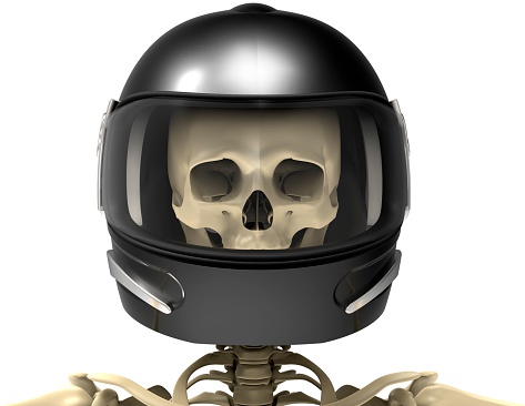 helmet with a scull inside isolated on white.
