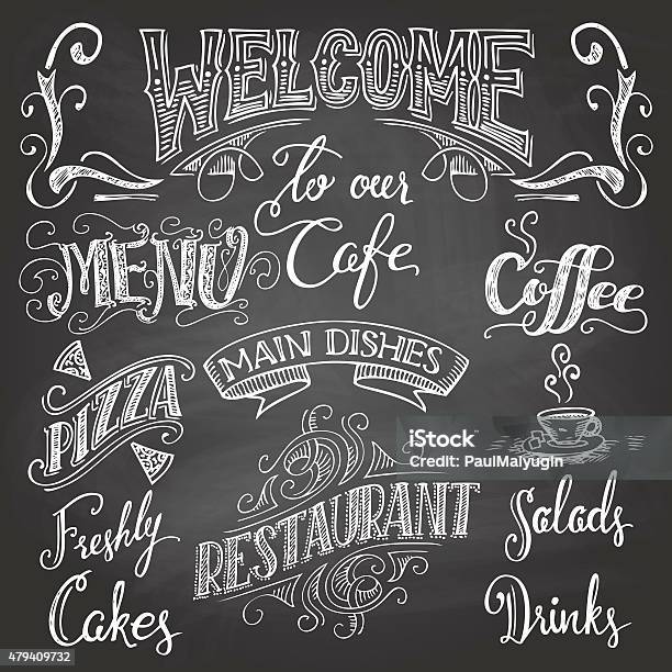 Cafe Chalkboard Handlettering Stock Illustration - Download Image Now -  Chalkboard - Visual Aid, Menu, Chalk Drawing - iStock