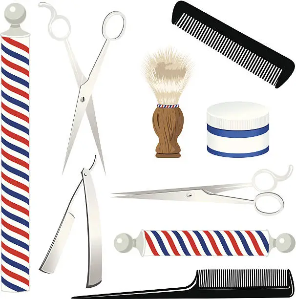 Vector illustration of Barber Shop Tools