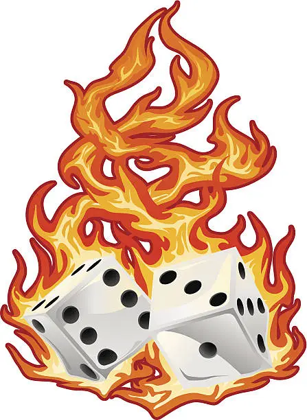 Vector illustration of Flaming Melting Dice