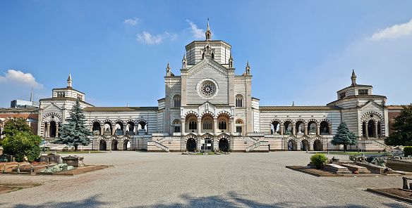 Milan  - Lombardy, Italy  - Facade of the Monumental Cemetery (19th century)