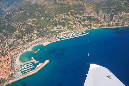 View of the Riviera of France sea and coastline.