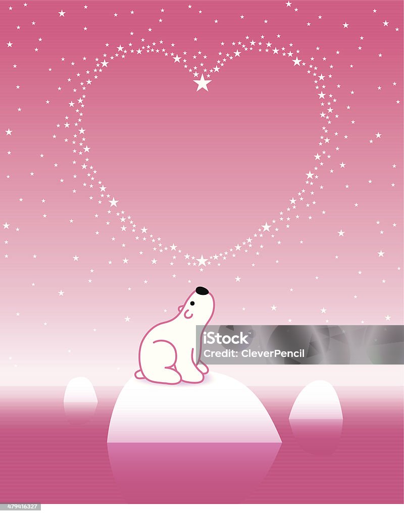 Oso Polar en Iceberg con estrellas heart_pink_2 - arte vectorial de Amor - Sentimiento libre de derechos