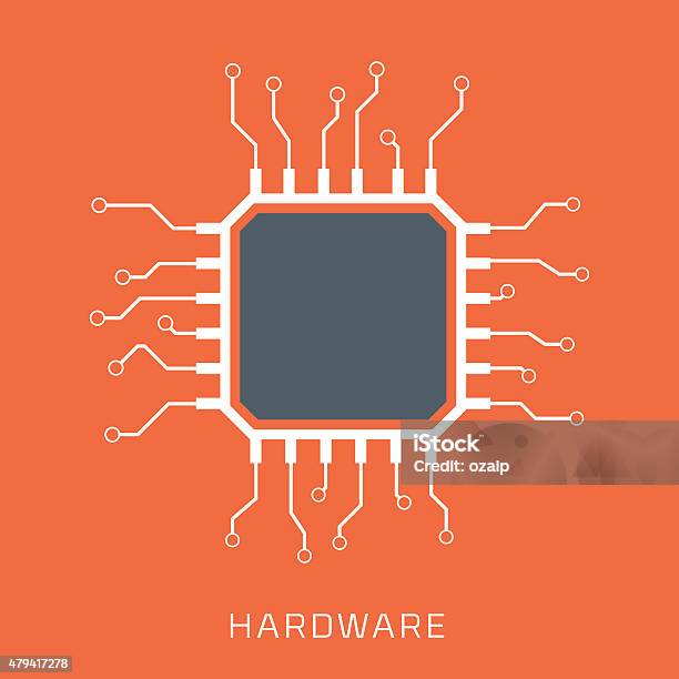 Hardware Flat Style Colorful Vector Icon Stock Illustration - Download Image Now - CPU, Computer Chip, Vector