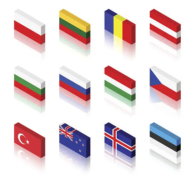 Vector illustration of 3D Flags