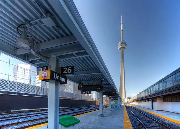 A view of the rail lines in downtown Toronto