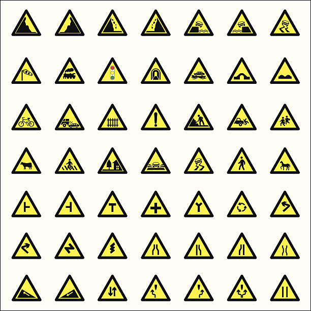 Alerta en carretera Signs- Vector - ilustración de arte vectorial