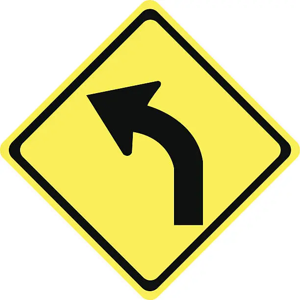 Vector illustration of Left Turn Sign