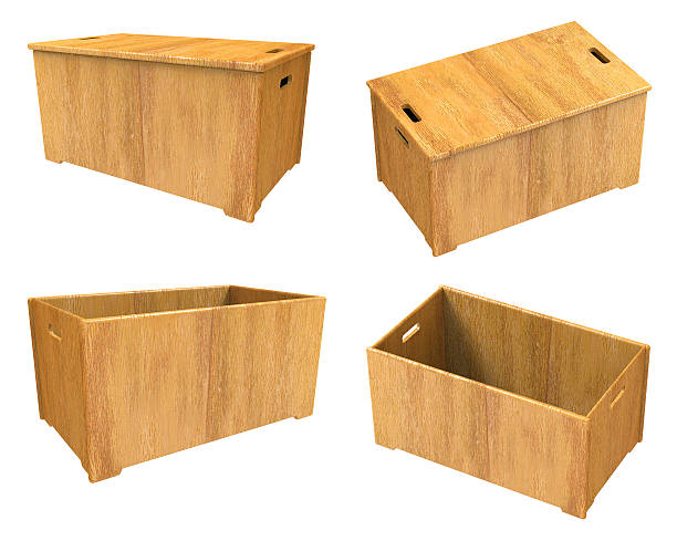 istock Wooden crate toy box empty perspective and front 479423616