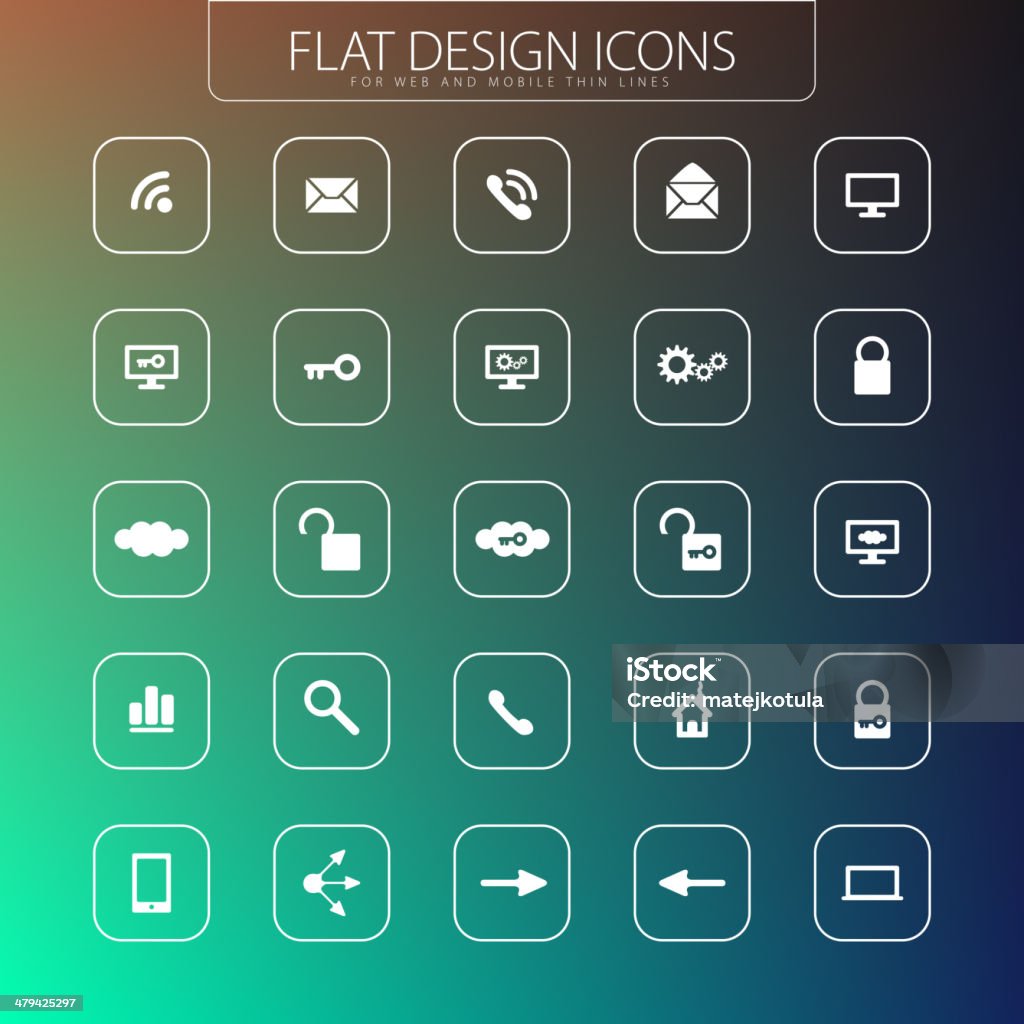 Iconos de diseño plano de - arte vectorial de Aplicación para móviles libre de derechos