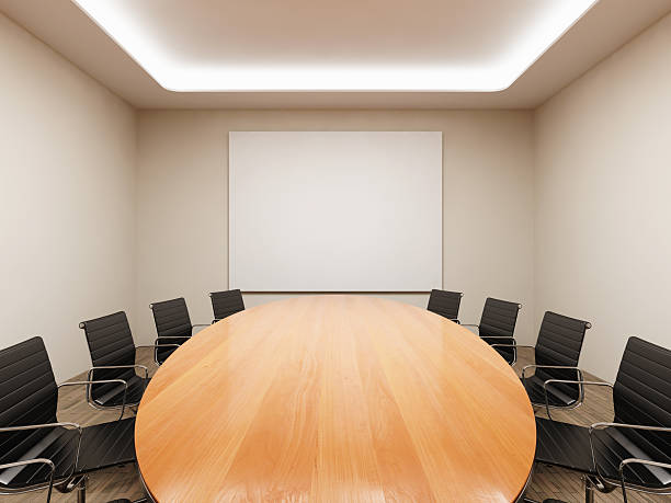 sala de reuniones - table chair white curve fotografías e imágenes de stock