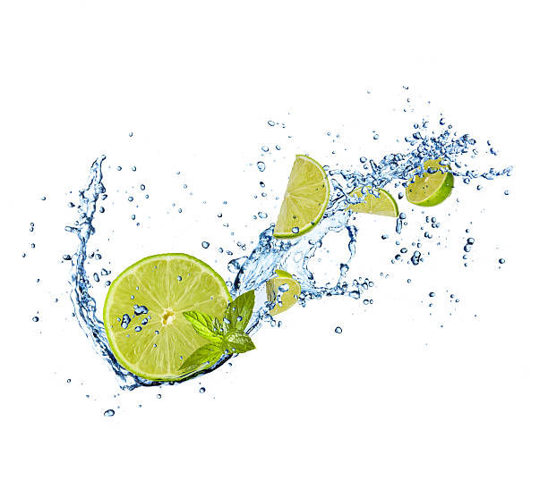 istock Fresh lime in water splash on white background 479435676