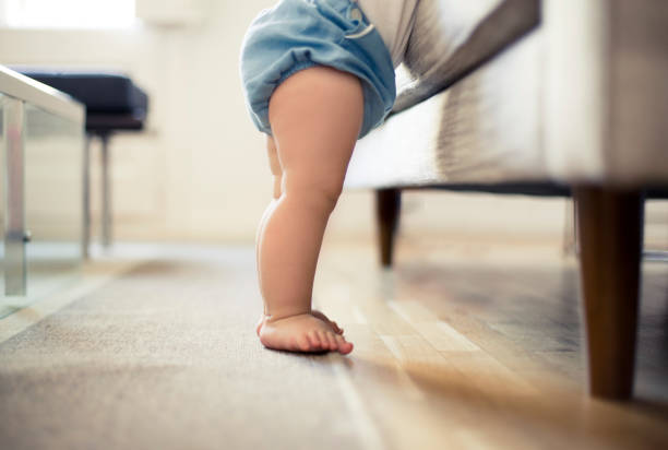Baby boy Portrait of baby boy (11 months) in living room couch arm rest stock pictures, royalty-free photos & images