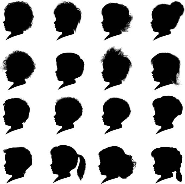 보그다 프로필 - silhouette women black and white side view stock illustrations
