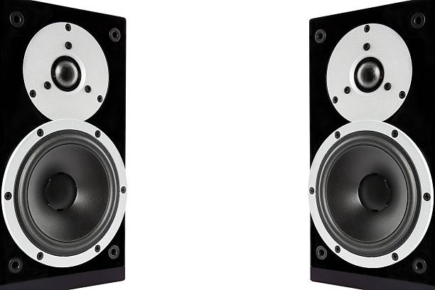 istock Black glossy music speakers 479438867