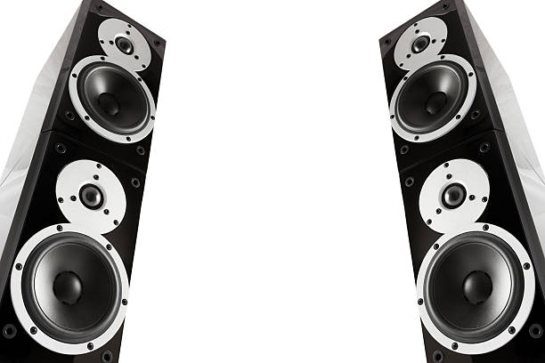 istock Black glossy music speakers 479441705