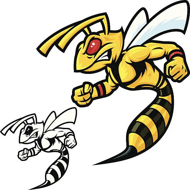 Vector illustration of Hornet Mascot Vicious