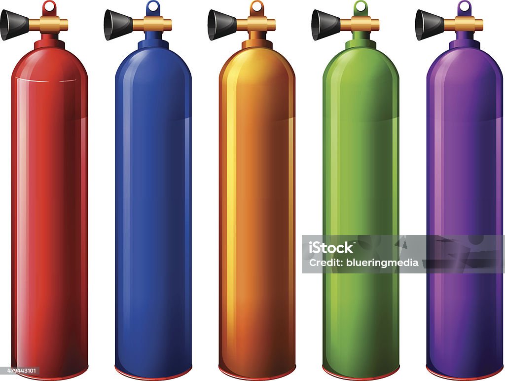 Oxygen tanks Illustration of the oxygen tanks on a white background Airtight stock vector
