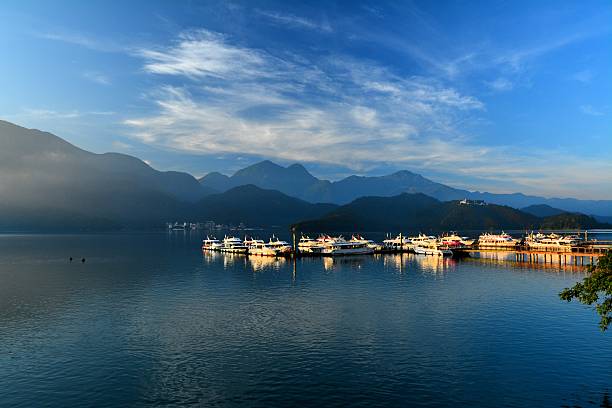 istock Scenery of lake and mountain range at sunrise 479443186
