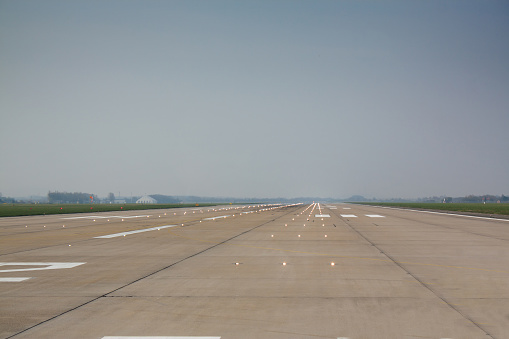 Long and wide runway at the airport